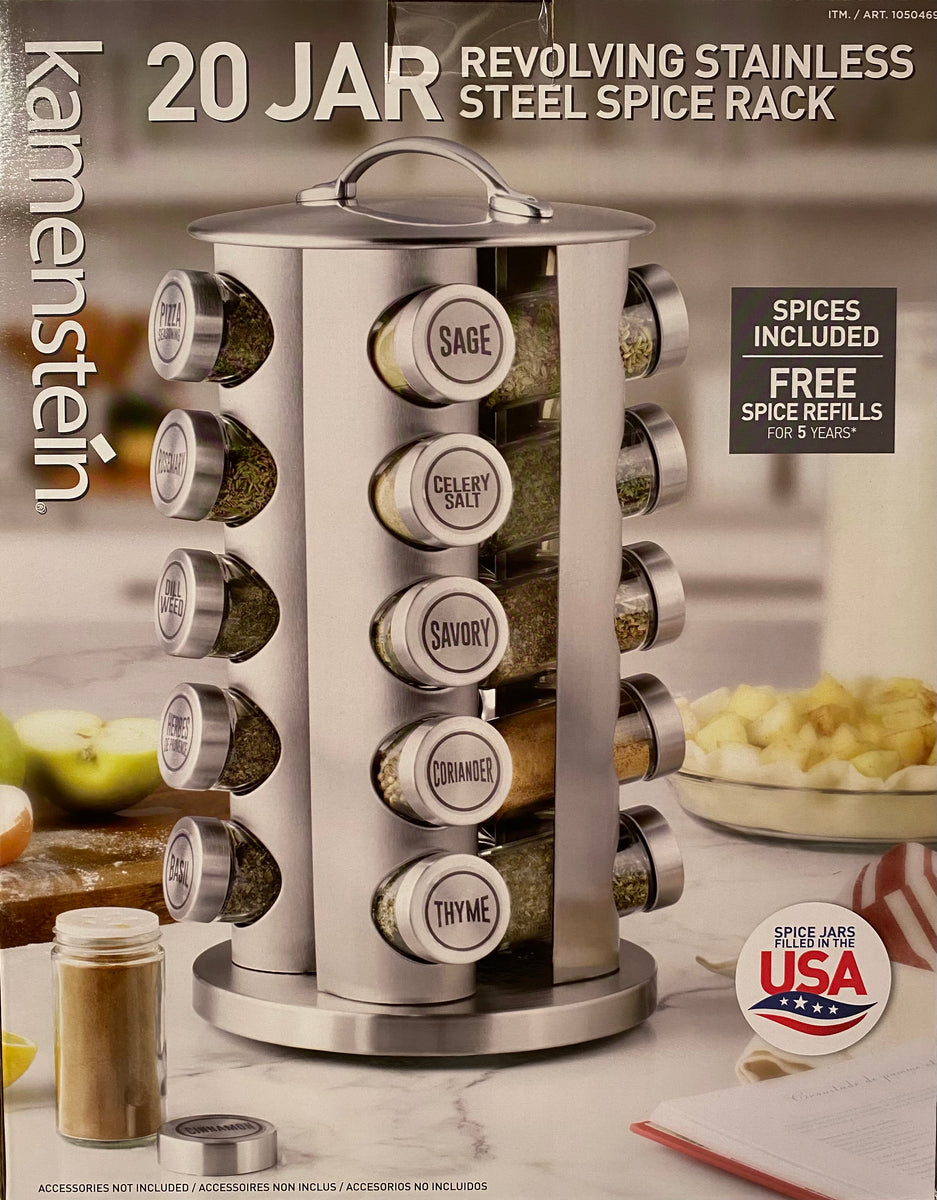 Stainless Steel Spice Spice Rack 20 Jars Rotating Spice Buckingham
