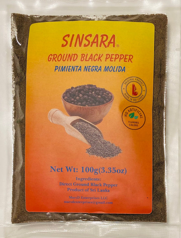 Sinsara Premium Ground Black Pepper (powder)- 100g