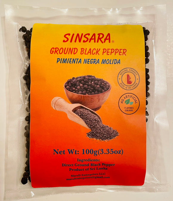 Sinsara Premium Ground Black Pepper - 100g