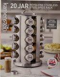 20 JAR  Revolving Stainless Steel Spice Rack- Free Spice Refills