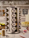 20 JAR  Revolving Stainless Steel Spice Rack- Free Spice Refills
