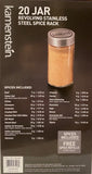 20 JAR  Revolving Stainless Steel Spice Rack- Free Spice Refills