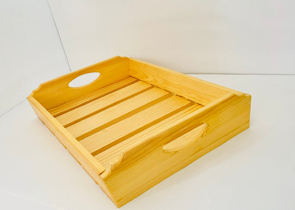 Wooden Serving Tray - With Spacing -Light Tan Color