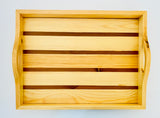 Wooden Serving Tray - With Dark brown Strips