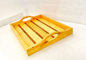Wooden Serving Tray - With Dark brown Strips