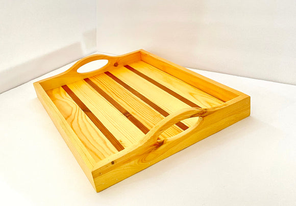 Wooden Serving Tray - With Dark brown Strips