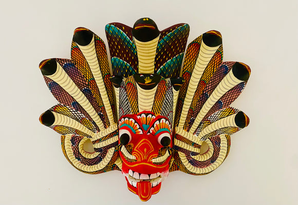 Sri Lankan Traditional Wall Decorations (Wooden Mask)-Naga- Raksha-H x W - 9 x 11 inch