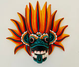 Sri Lankan Traditional Wall Decorations (Wooden Mask)-Gini- Raksha-H x W - 9 x 9 inch