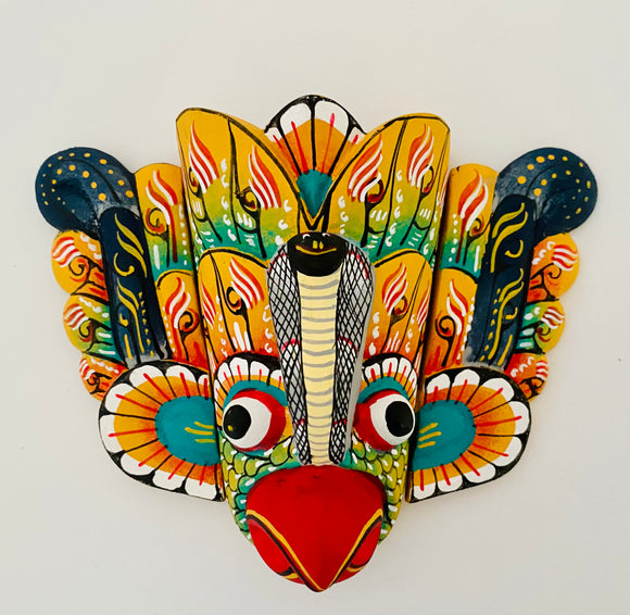 Sri Lankan Traditional Wall Decorations (Wooden Mask)-(Gurulu Raksha)H x W -4 x 5.5 inch