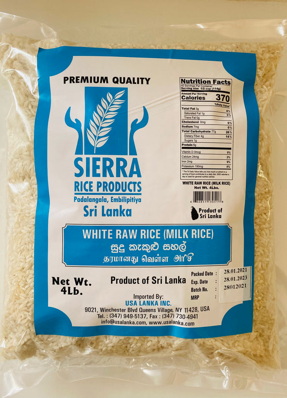 Sierra White Raw Rice(Milk Rice/Kiribath Rice) - 4lb