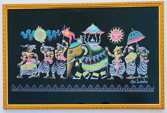 Traditional Kandy Perehera-Black Background-LxH (18'X12')