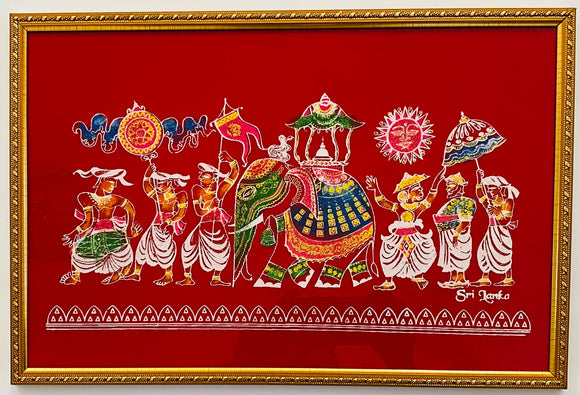 Traditional Kandy Perehera -Red Background-LxH (18'X12')