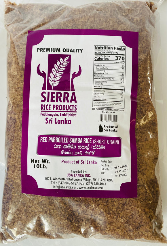 Sierra Red Parboiled Samba Rice (Short Grain)- 10lb